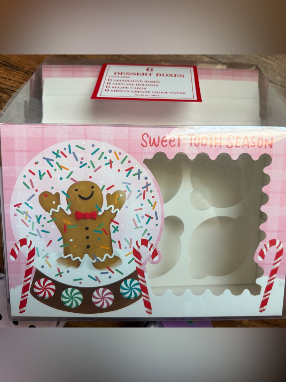 Sweet Tooth Season Pink Gingerbread Cupcake Box